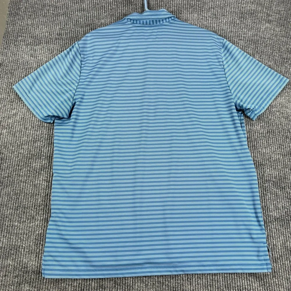 Adidas Polo Shirt Mens XL Extra Large Blue‎ Striped Golf Performance Outdoor